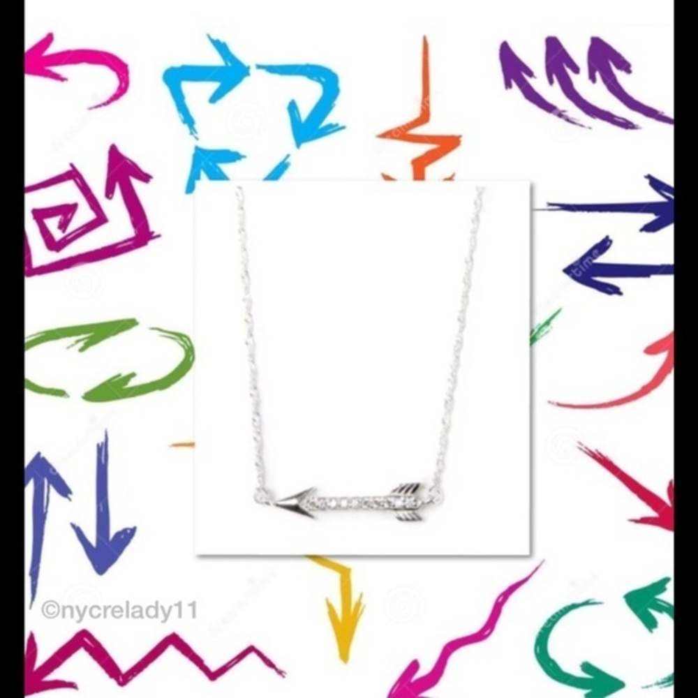NWT Pave 925 Sterling  Delicate Arrow Necklace